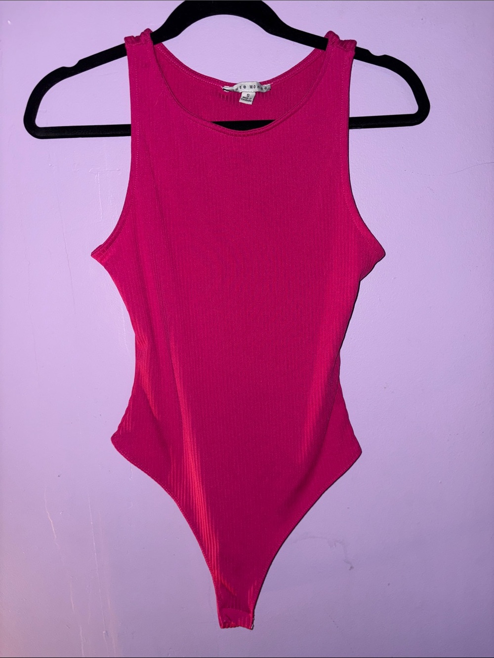 Haute Monde Hot Pink Ribbed Sleeveless Bodysuit